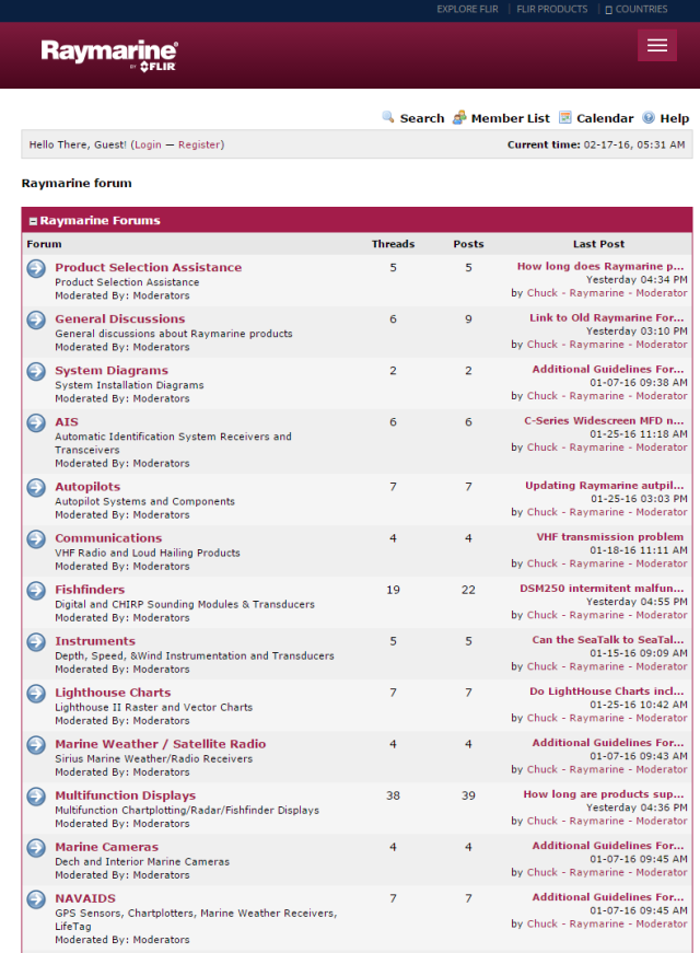 New support forum from Raymarine