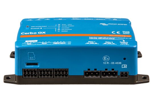 Victron Cerbo GX MK3: Same Box, Finally a Proper Brain Victron Energy Cerbo GX, a blue control unit, seen from the front showing the tank, temperature, digital-input, relay and power terminals