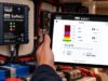 Digital Yacht SafeLi: Lithium Battery Gas Alarm for Boats Digital Yacht SafeLi battery gas monitor mounted beside a lithium battery bank, with readings on a tablet