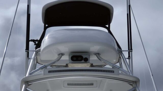 Viking 70 Convertible WhaleSpotter unit (featured) WhaleSpotter thermal camera unit mounted under the tuna tower helm station of a Viking 70 Convertible
