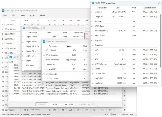 Yacht Devices CAN Log Viewer & YDVR Converter 1.80 Yacht Devices CAN Log Viewer and YDVR Converter version 1.80 news graphic